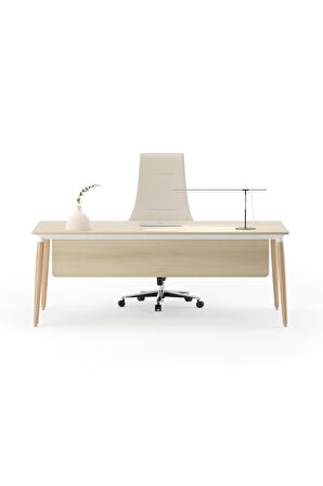 Bürotime Era Çalışma Masası Ahşap Akasya & Ahşap Ayak 100 x 200 cm Kahverengi 