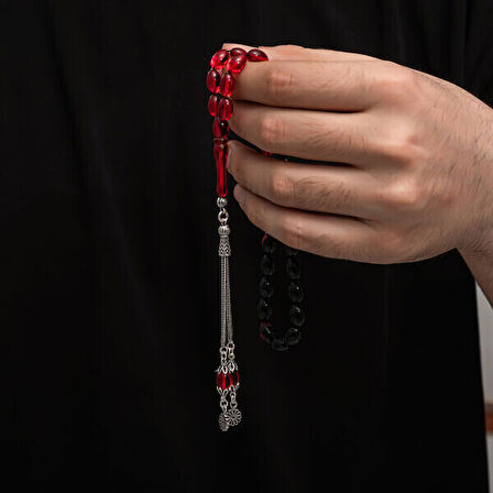 Sıkma Kehribar 925 Ayar Gümüş Tesbih