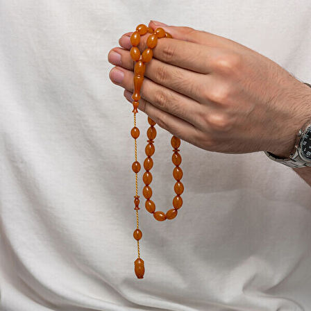 Sıkma Kehribar 925 Ayar Gümüş Tesbih