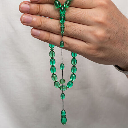 Sıkma Kehribar 925 Ayar Gümüş Tesbih