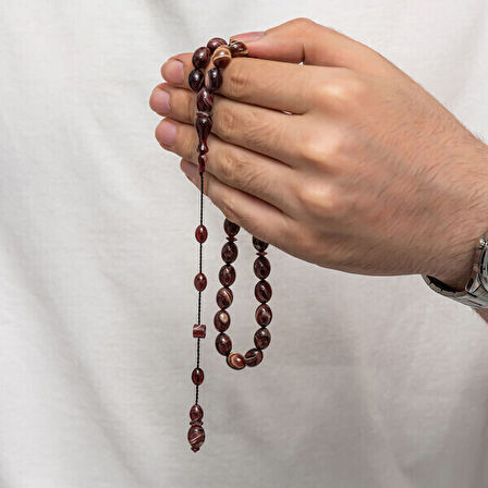 Sıkma Kehribar 925 Ayar Gümüş Tesbih