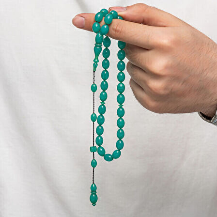 Sıkma Kehribar 925 Ayar Gümüş Tesbih