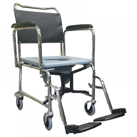 Klozetli Banyo Tekerlekli Sandalyesi | Katlanabilir, Paslanmaz ve 120 Kg Taşıma Kapasiteli