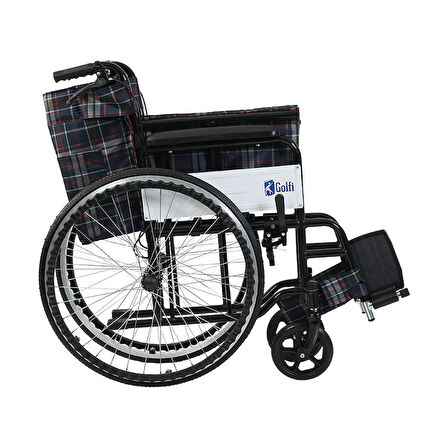 GOLFİ G099 Manuel Tekerlekli Sandalye | Katlanabilir Hasta Yaşlı Engelli Refekatçi Frenli Tekerlekli Sandalyesi | Comfortable Whellchair