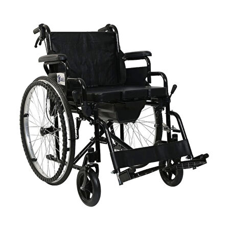 Golfi Standart Manuel Tekerlekli Sandalye | Banyo Tuvalet Özellikli, Çelik Gövde, PVC Tekerlek G120