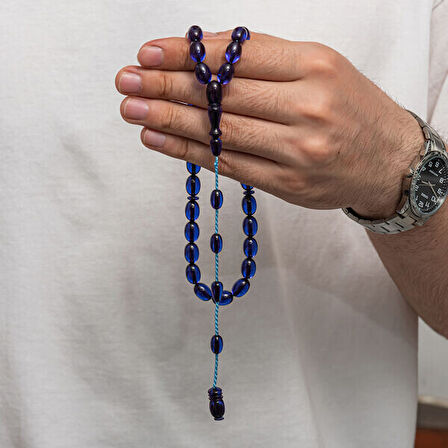 Sıkma Kehribar 925 Ayar Gümüş Tesbih