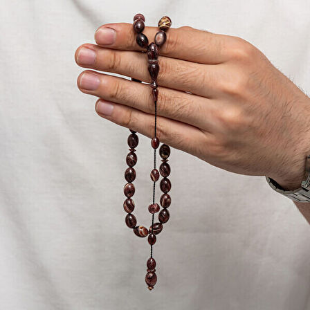 Sıkma Kehribar 925 Ayar Gümüş Tesbih