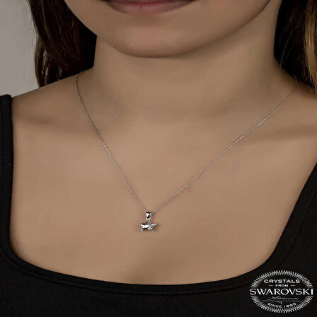 Swarovski Crystal Taşlı Yıldız Gümüş Kadın Kolye