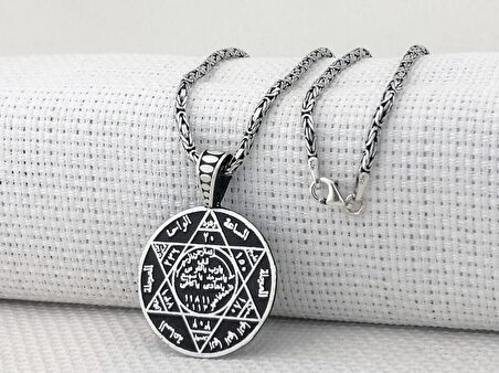 Hz Süleyman Mührü Kral Zincirli 925 Ayar Gümüş Erkek Kolye