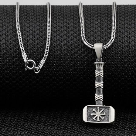 Kalın Balyoz  Çekiç 925 Ayar GümüşErkek Kolyesi