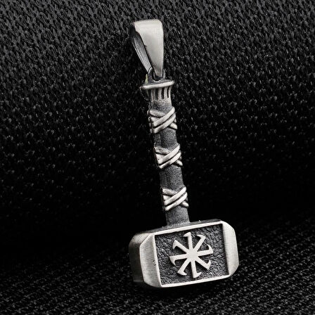 Kalın Balyoz  Çekiç 925 Ayar GümüşErkek Kolyesi Ucu