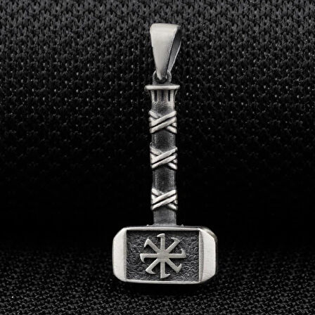 Kalın Balyoz  Çekiç 925 Ayar GümüşErkek Kolyesi Ucu