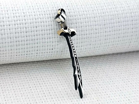 Kalp Atışlı Zulfikar Yazılı Tasarım 925 Ayar GümüşErkek Kolyesi Ucu