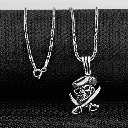 Kuru Kafa Tasarımlı 925 Ayar Gümüş Erkek Kolye