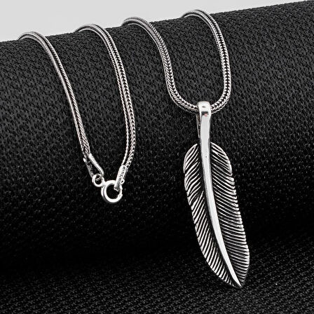 Yaprak Desenli 925 Ayar Gümüş Erkek Kolye