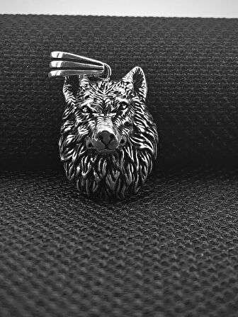 Kurt Kafası  925 Ayar Gümüş Erkek Kolye Ucu