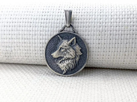 Kurt Kafası Üç Boyutlu 925 Ayar Gümüş Erkek Kolye Ucu