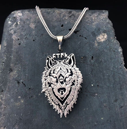 Kurt Kafası Türk Yazılı 925 Ayar Gümüş Erkek Kolye