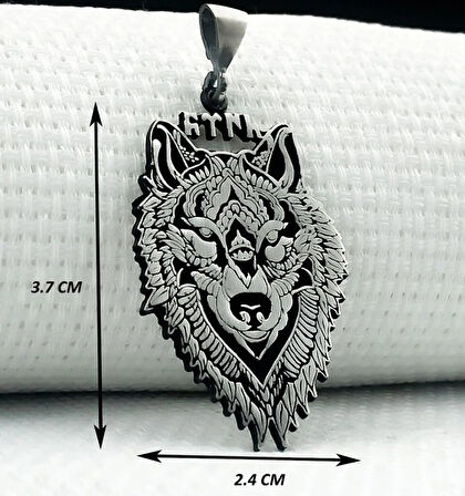 Kurt Kafası Türk Yazılı 925 Ayar Gümüş Erkek Kolye Ucu