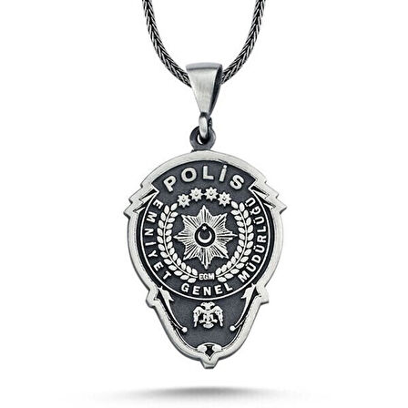 Emliyet Teşkilatı Polis Armalı 925 Ayar Gümüş Erkek Kolye
