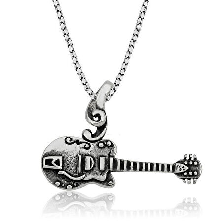 Gitar 925 Ayar Gümüş Erkek Kolye