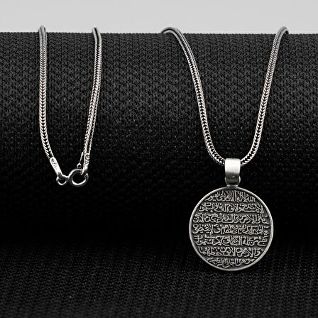 Ayetel Kürsi ve Nazar Dualı 925 Ayar Gümüş Erkek Kolye