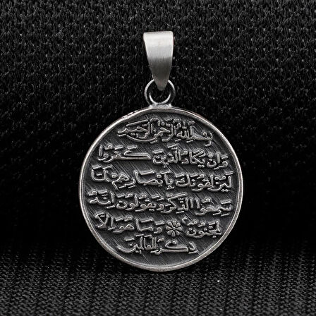 Nazar Dualı Ayetel Kürsi ve  925 Ayar Gümüş Erkek Kolye Ucu