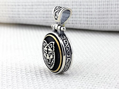 Bozkurt Ortası Dönen Tasarımlı 925 Ayar Gümüş Erkek Kolye Ucu