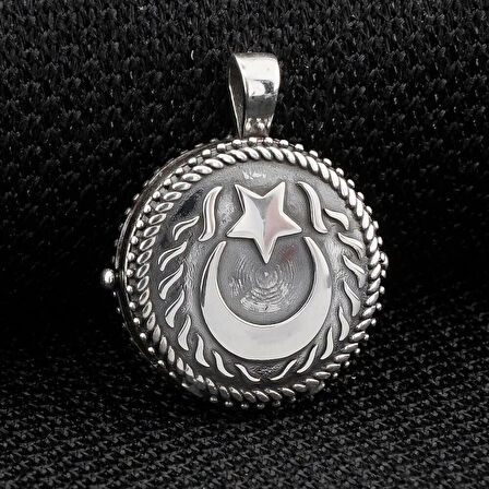 Ay Yıldız  925 Ayar Gümüş Erkek Kolye Ucu