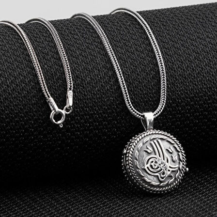 Çift Taraflı Açılabilir Cevşen 925 Ayar Gümüş Erkek Kolye