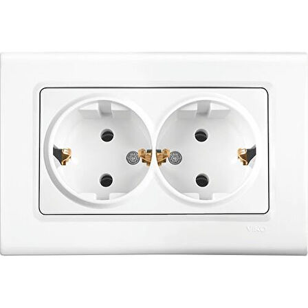 VİKO LİNNERA İKİLİ TOPRAKLI PRİZ BEYAZ ÇERÇEVELİ