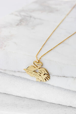 Aşk Kuğu 14 Ayar Altın Kolye