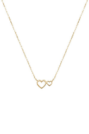 Çift Kalp 14 Ayar Altın Kolye