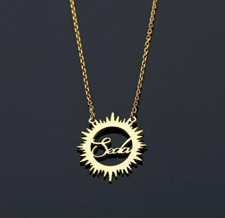Güneş İsim Yazılı 14 Ayar Altın Kolye