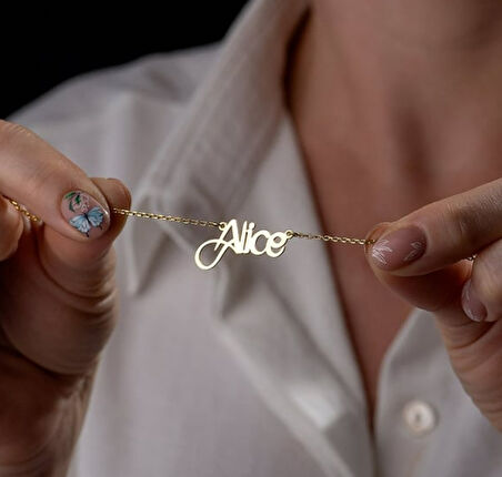 İsim Yazılı 14 Ayar Altın Kolye