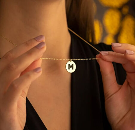 Harf Yazılı 14 Ayar Altın Kolye