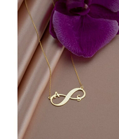 Sonsuzluk Harf Yazılı 14 Ayar Altın Kolye