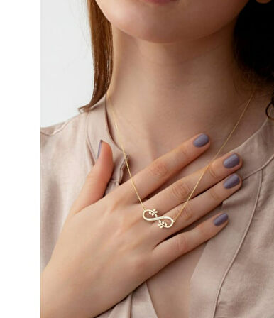 Sonsuzluk İsim Yazılı 14 Ayar Altın Kolye