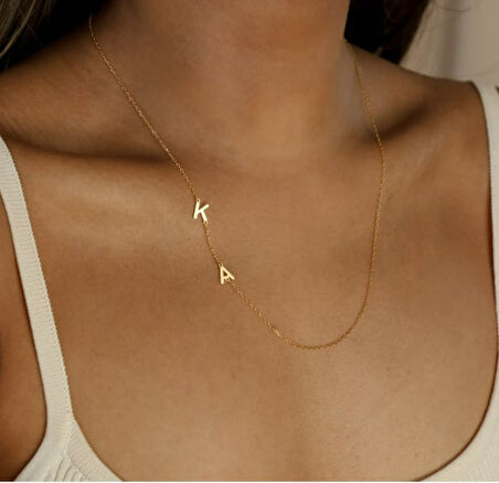 Harf Yazılı 14 Ayar Altın Kolye