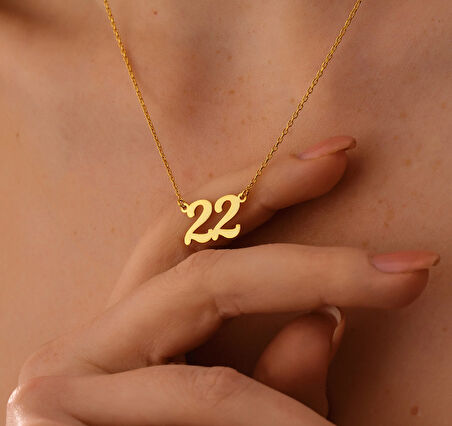 22 sayı yazılı 14 Ayar Altın Kolye