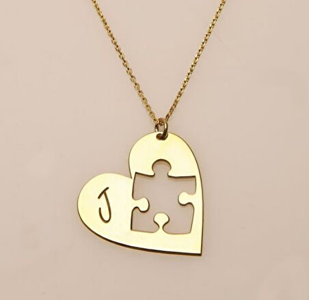 Kalp Puzzle 14 Ayar Altın Kolye