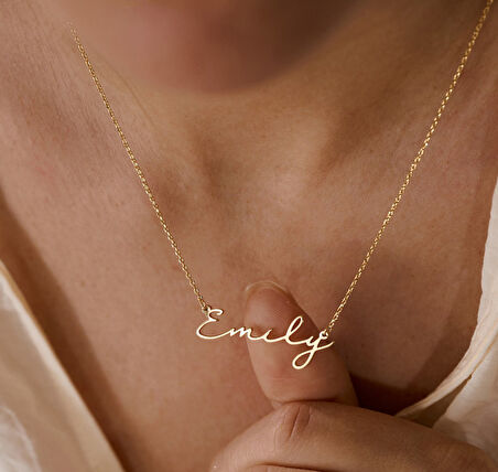 İsim Yazılı 14 Ayar Altın Kolye