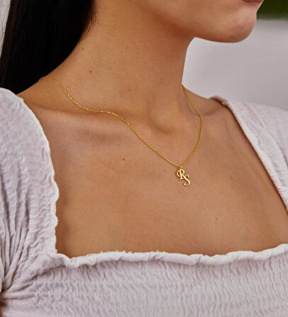 Harf Yazılı 14 Ayar Altın Kolye