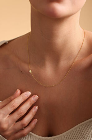 Harf Yazılı 14 Ayar Altın Kolye