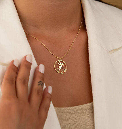 Peri İsim Yazılı 14 Ayar Altın Kolye