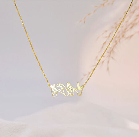 İşaret Dili 14 Ayar Altın Kolye