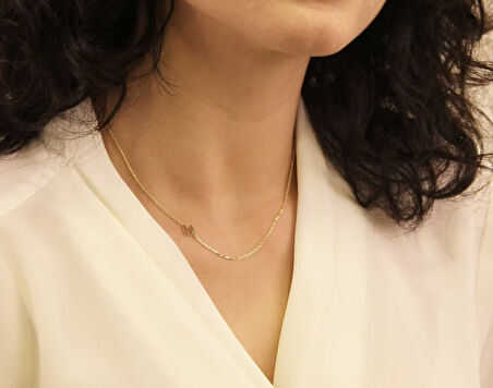 Harf Yazılı 14 Ayar Altın Kolye