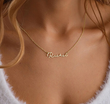 İsim Yazılı 14 Ayar Altın Kolye