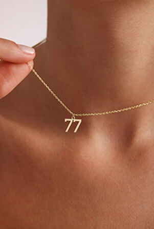 77 Sayı Yazısı 14 Ayar Altın Kolye