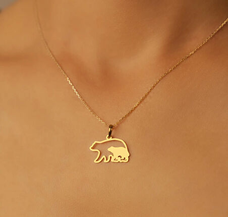 Yavru Ayı 14 Ayar Altın Kolye